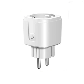 Smart plug with Tuya and Zigbee branding on a white background