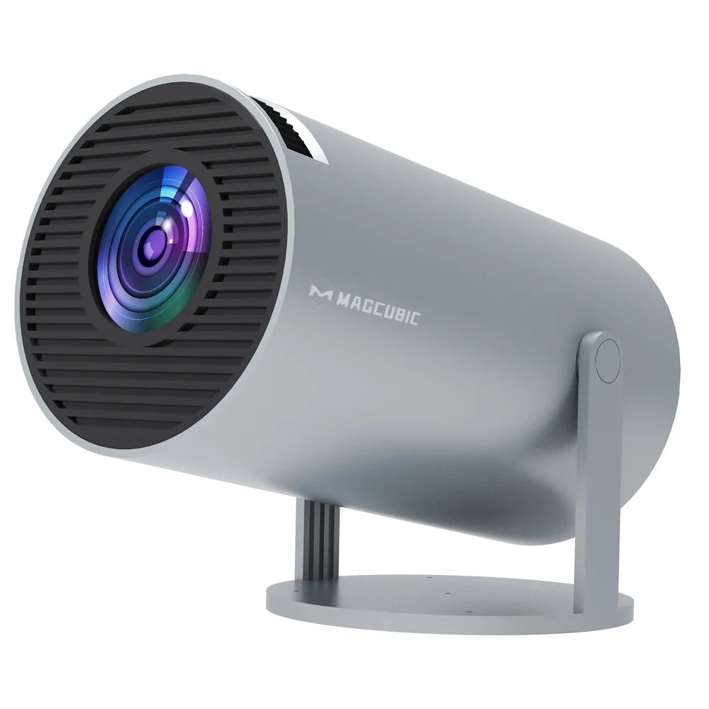Gray projector with 'MAGICUBIC' branding on a white background